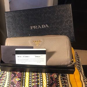 Prada long zippy wallet